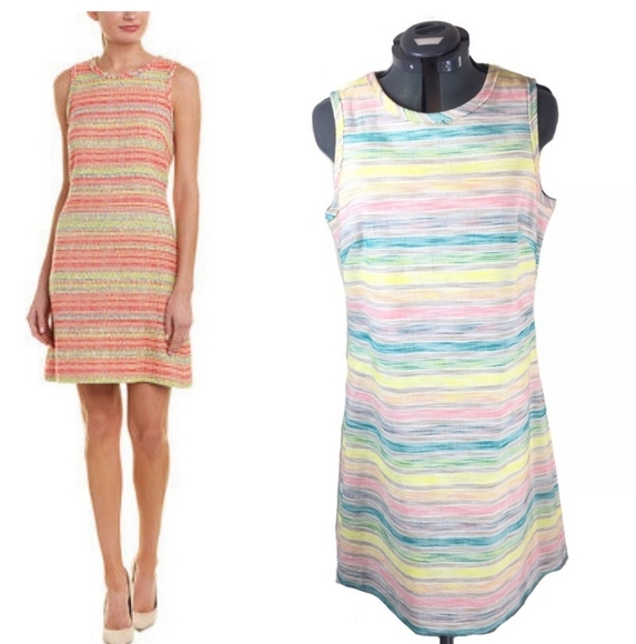 Sara Campbell Spring Rainbow Linen Blend Shift Dress - Picture 1 of 9
